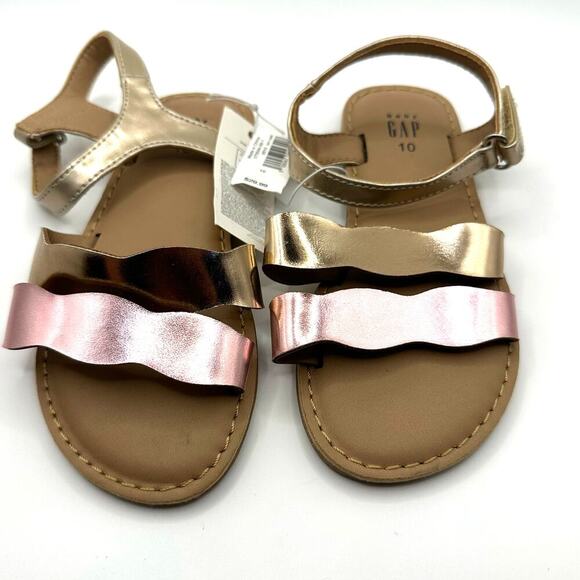 NEW Baby Gap Pink and Gold Metallic Wavy Strappy Sandals, Sz 10 (SH-1009) - Picture 1 of 5